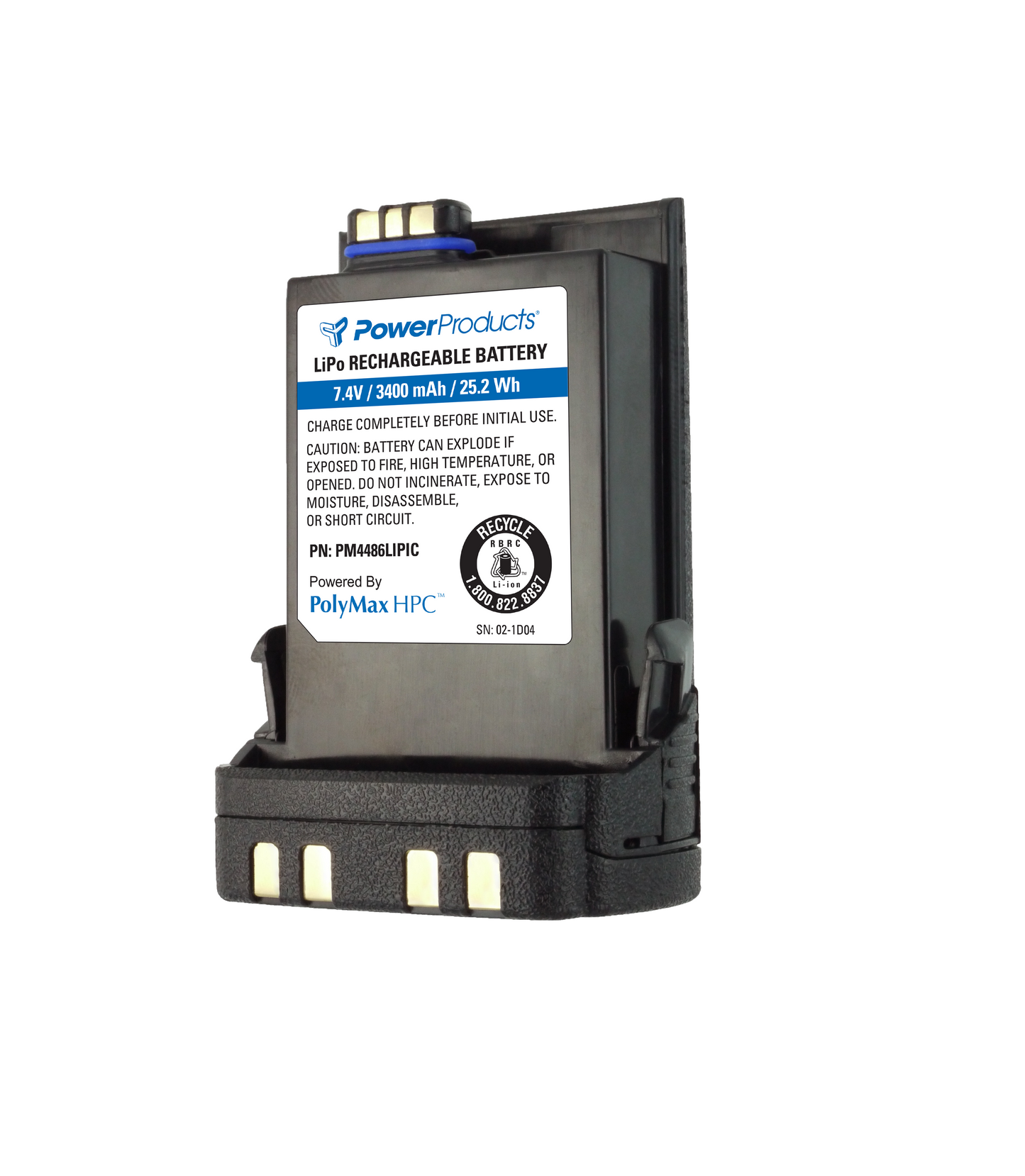 PM4486LIPIC - Power Products BATTERY FOR MOTOROLA APX6000 - 7.4V / 3400 mAh / 25.2 Wh / LiPo