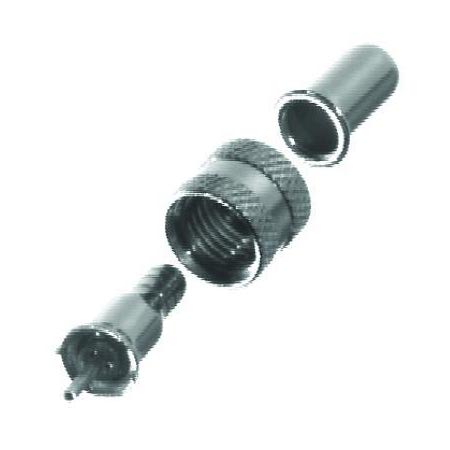 RFU-600-1 - RF INDUSTRIES Connector, Mini UHF Male Crimp for LMR195, RG58AU, 3-Piece