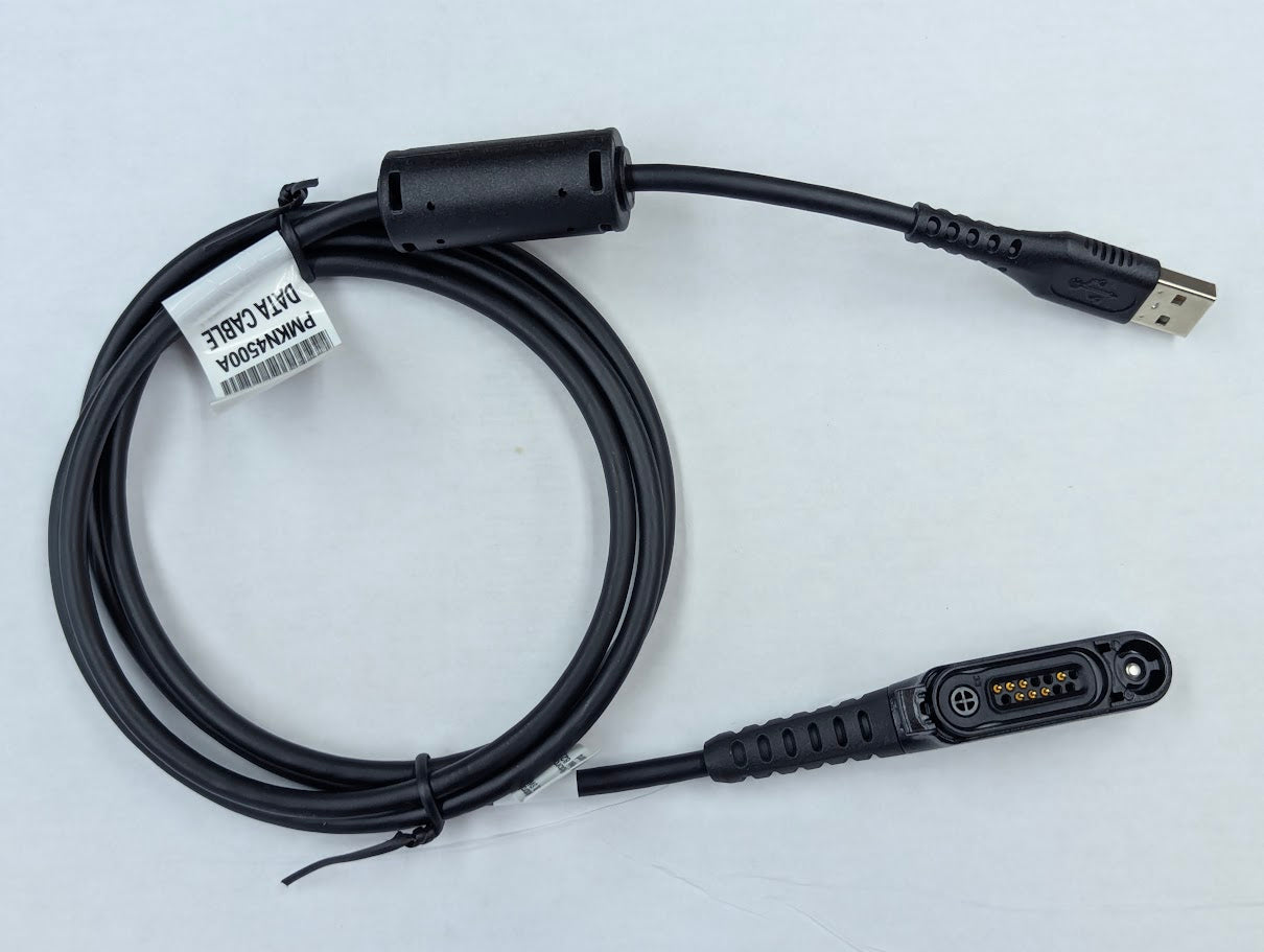 A black USB data cable with a USB-A connector on one end and a multi-pin female connector on the other, coiled on a white background with a white product tag.